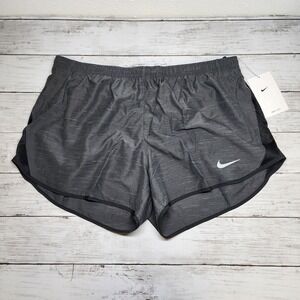 Sz Large NIKE Women Tempo Running Shorts Gray Silver Black 849394-082 NWT